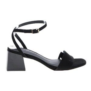ASOS Design Wide Fit Honeywell Black Barely There Block Heel Sandals 6